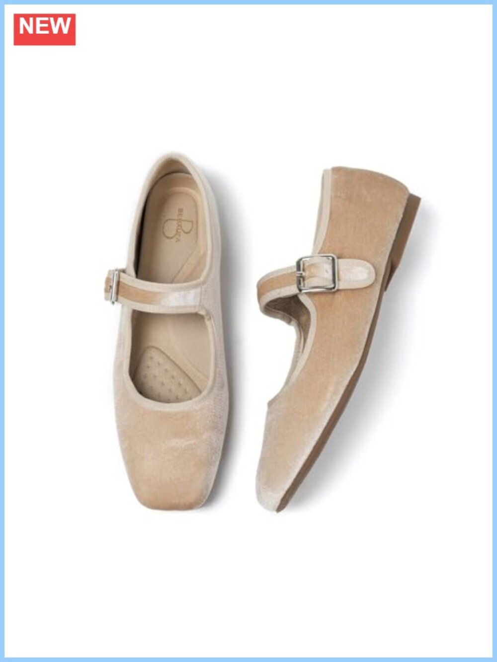 Women's Square Toe Ballet Flats Mary Jane Adjustable Strap Slip On Satin Faux